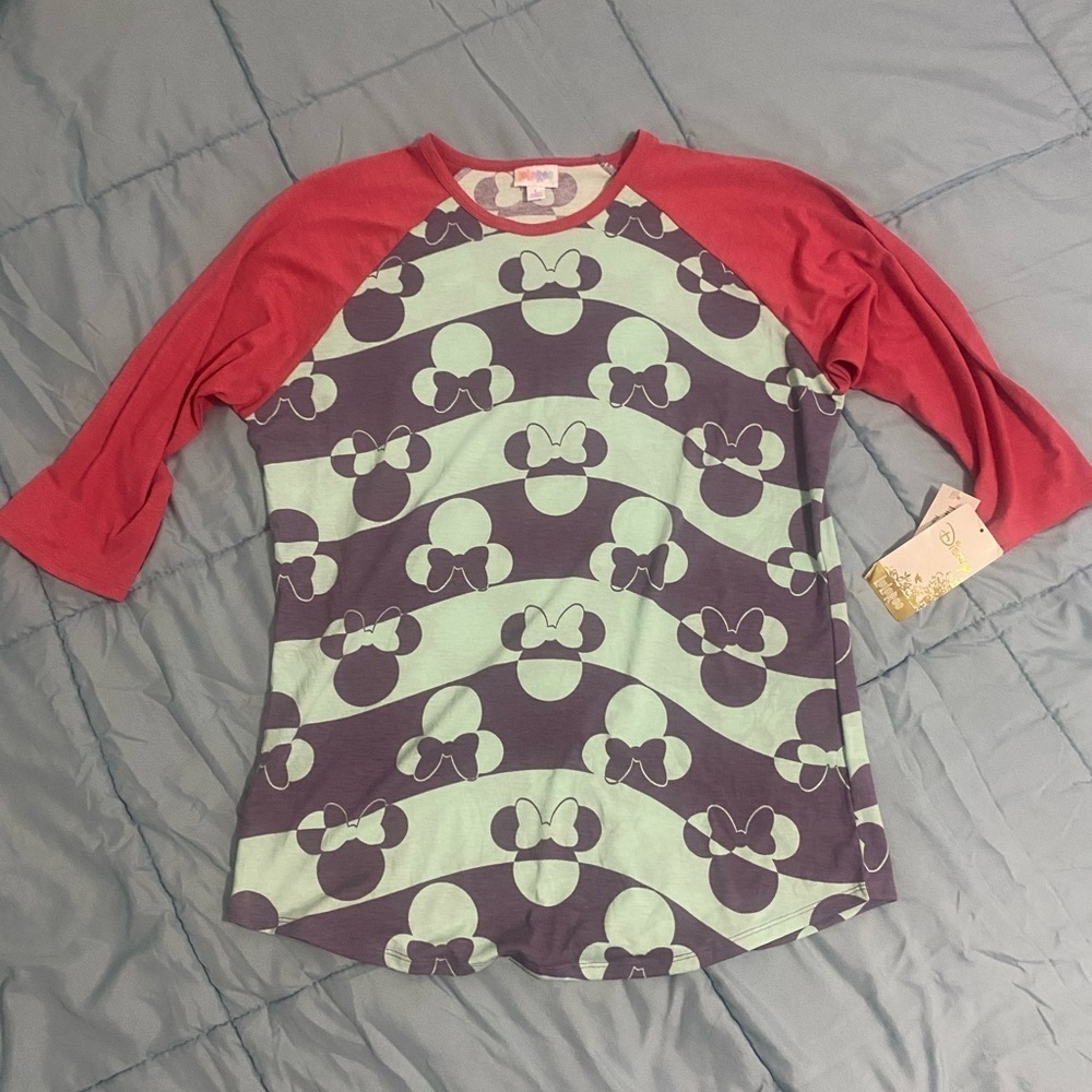 Disney Red and Green Raglan T-Shirt 3/4 Sleeve